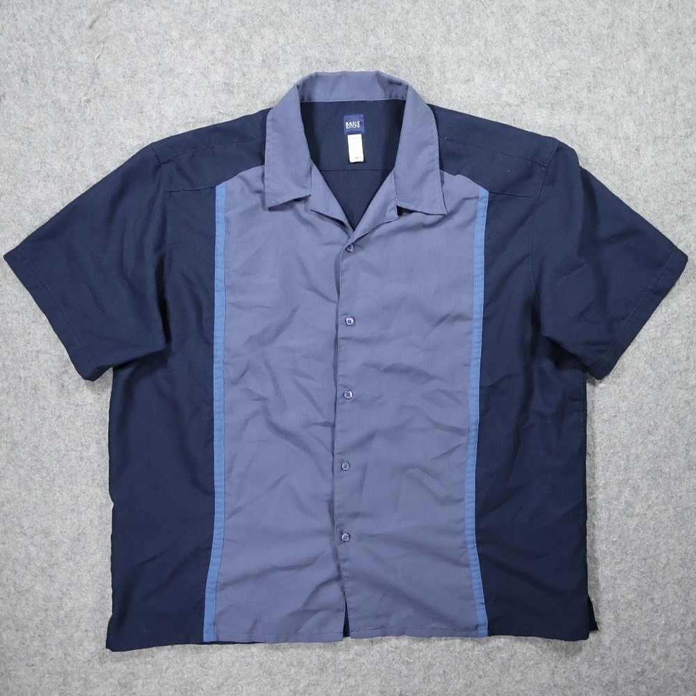 Basic Editions Button Up Shirt Mens 2XL Blue Excellent Vintage Colorblock
